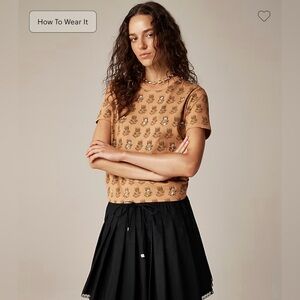 J. Crew Broken-In Jersey Embellished Tee in Tonal Tulip Block Print in Tan S NWT